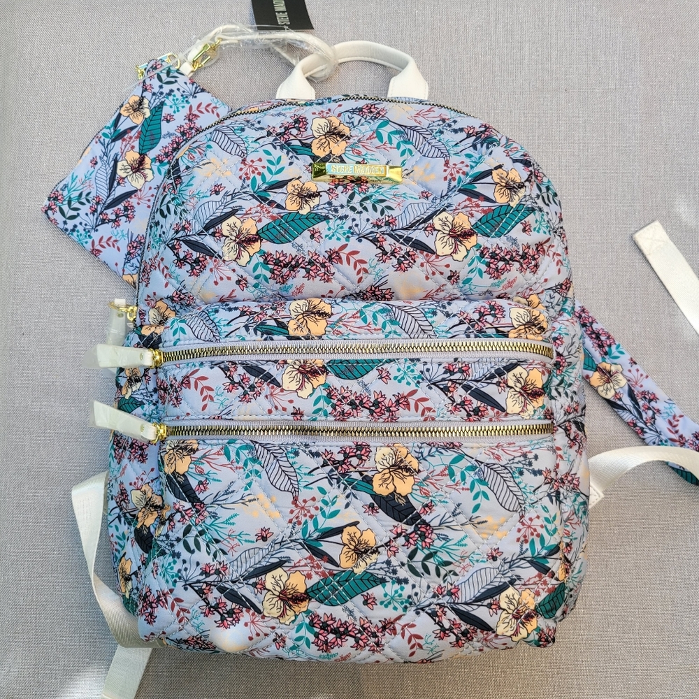 Steve Madden Quilted Floral Backpack & Clutch